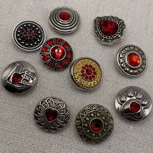 SALE - RED BUNDLE - SET of 10 - Snap Button Charms - 18mm/20mm